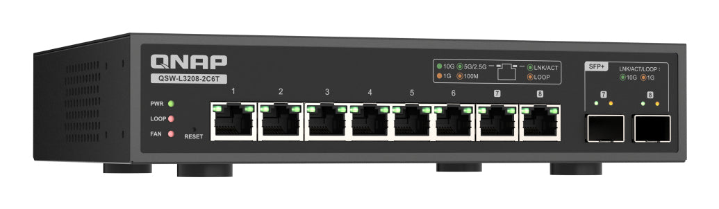 QNAP QSW-L3208-2C6T network switch Managed L2 10G Ethernet (100/1000/10000) Desktop Black
