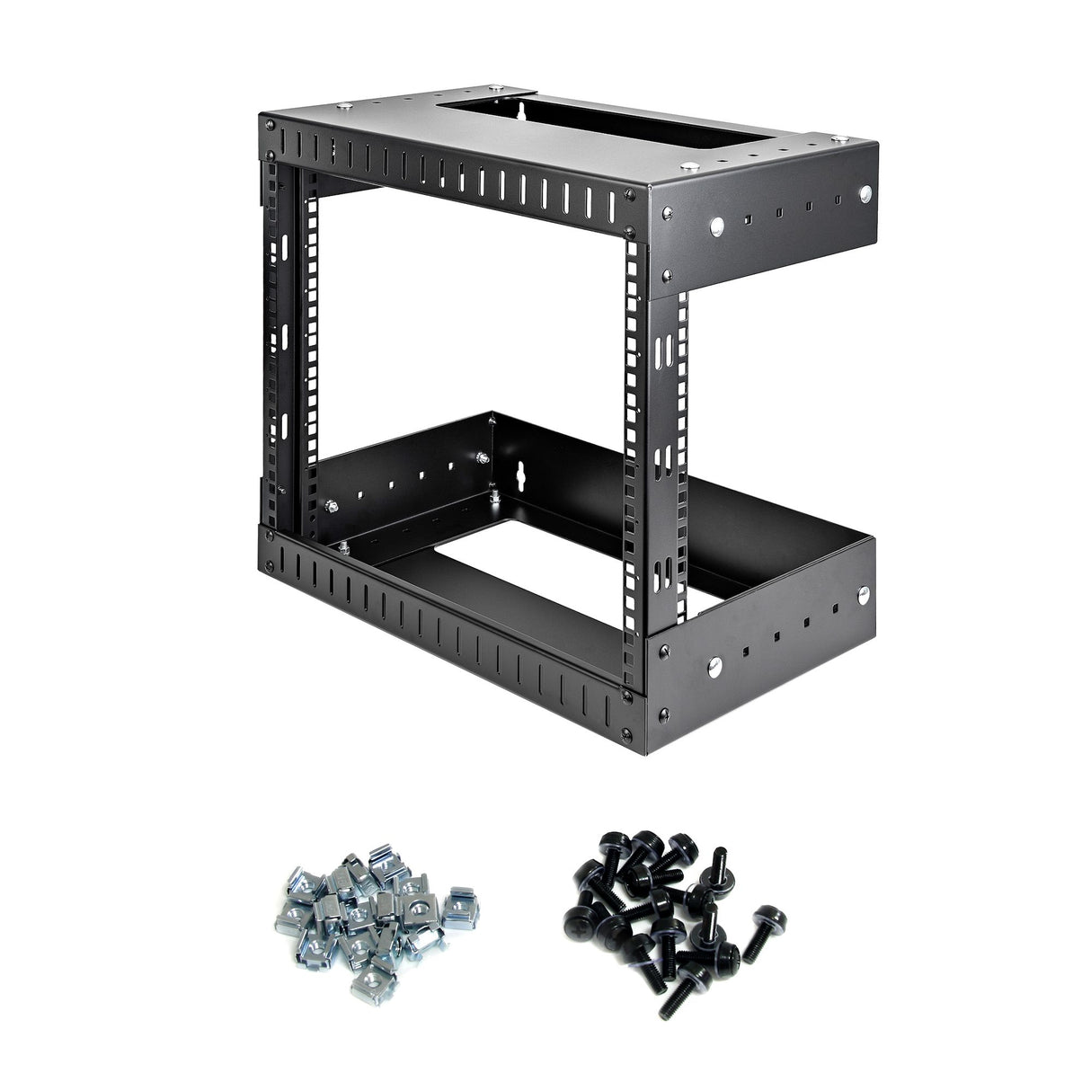 StarTech.com 2-Post 8U Heavy-Duty Wall Mount Network Rack, 19" Open Frame Server Rack with Adjustable Depth, Wall Mount Data Rack for IT / AV / Patch Panel / Computer Equipment - Cage Nuts and Screws Included
