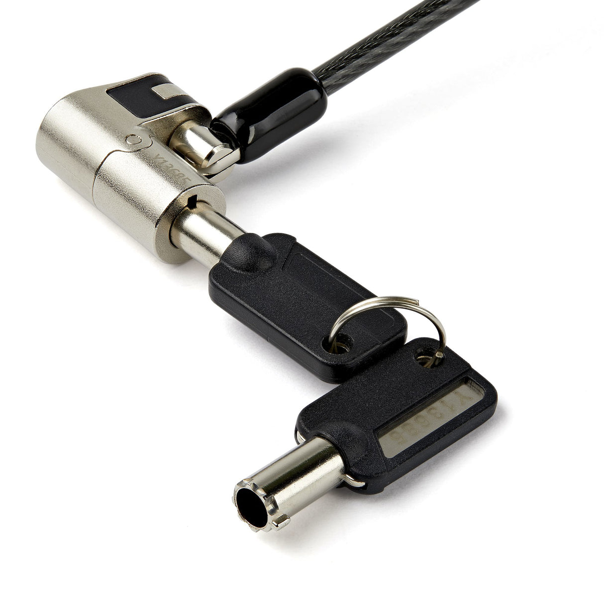 StarTech.com 6.6ft (2m) 3-in-1 Universal Laptop Cable Lock - Keyed Laptop/Desktop Security Cable Lock Compatible w/ K-Slot, Nano & Wedge Slot Computer - Anti-Theft Steel Cable Lock with Keys - TAA