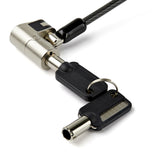 StarTech.com 6.6ft (2m) 3-in-1 Universal Laptop Cable Lock - Keyed Laptop/Desktop Security Cable Lock Compatible w/ K-Slot, Nano & Wedge Slot Computer - Anti-Theft Steel Cable Lock with Keys - TAA