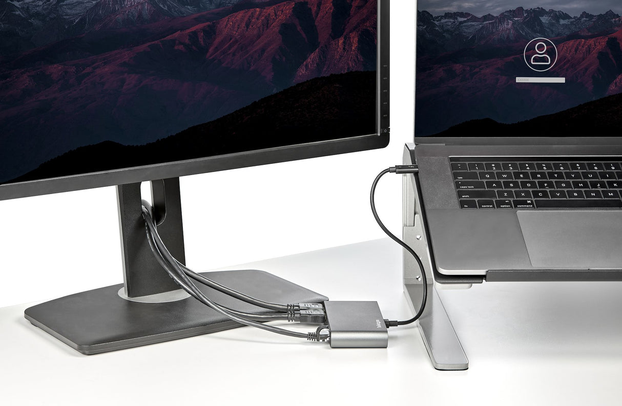 StarTech.com Dual-Monitor Thunderbolt Mini Dock, 4K 60Hz HDMI, Driverless Hub for Windows & Mac, Gigabit Ethernet, 1 x USB 5Gbps & 1x USB 2.0, 11in (28cm) Cable