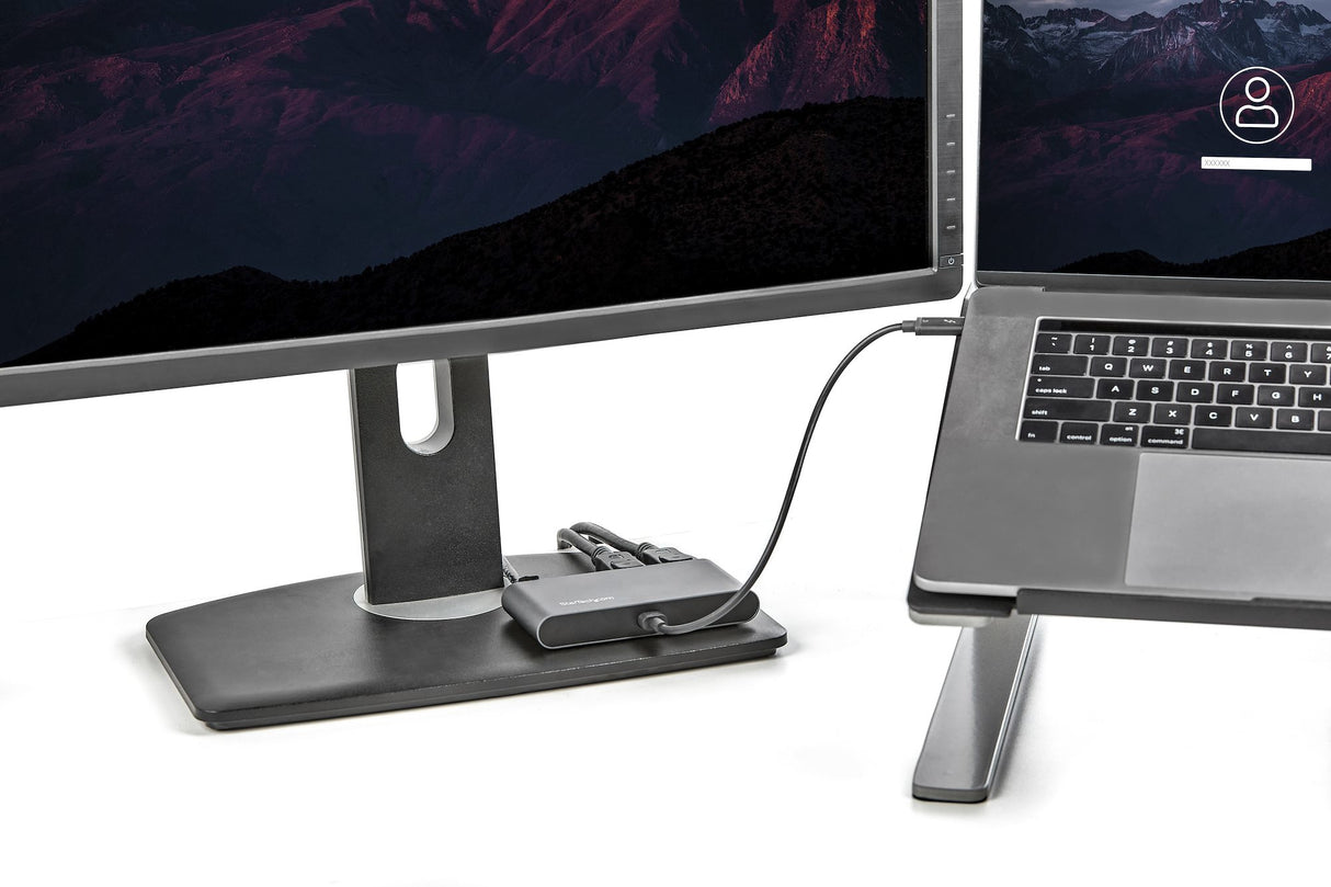 StarTech.com Dual-Monitor Thunderbolt Mini Dock, 4K 60Hz DisplayPort, Driverless Hub for Windows & Mac, Gigabit Ethernet, 1x USB-A (USB 5Gbps), 11in (28cm) Cable