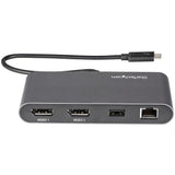 StarTech.com Dual-Monitor Thunderbolt Mini Dock, 4K 60Hz DisplayPort, Driverless Hub for Windows & Mac, Gigabit Ethernet, 1x USB-A (USB 5Gbps), 11in (28cm) Cable