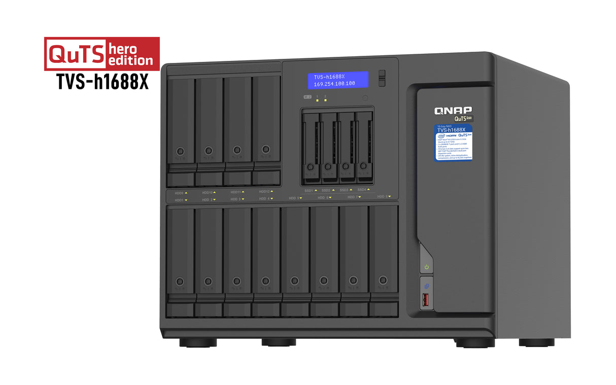QNAP TVS-h1688X NAS Tower Intel® Xeon® W-1250 32 GB DDR4 0 TB QuTS hero Black
