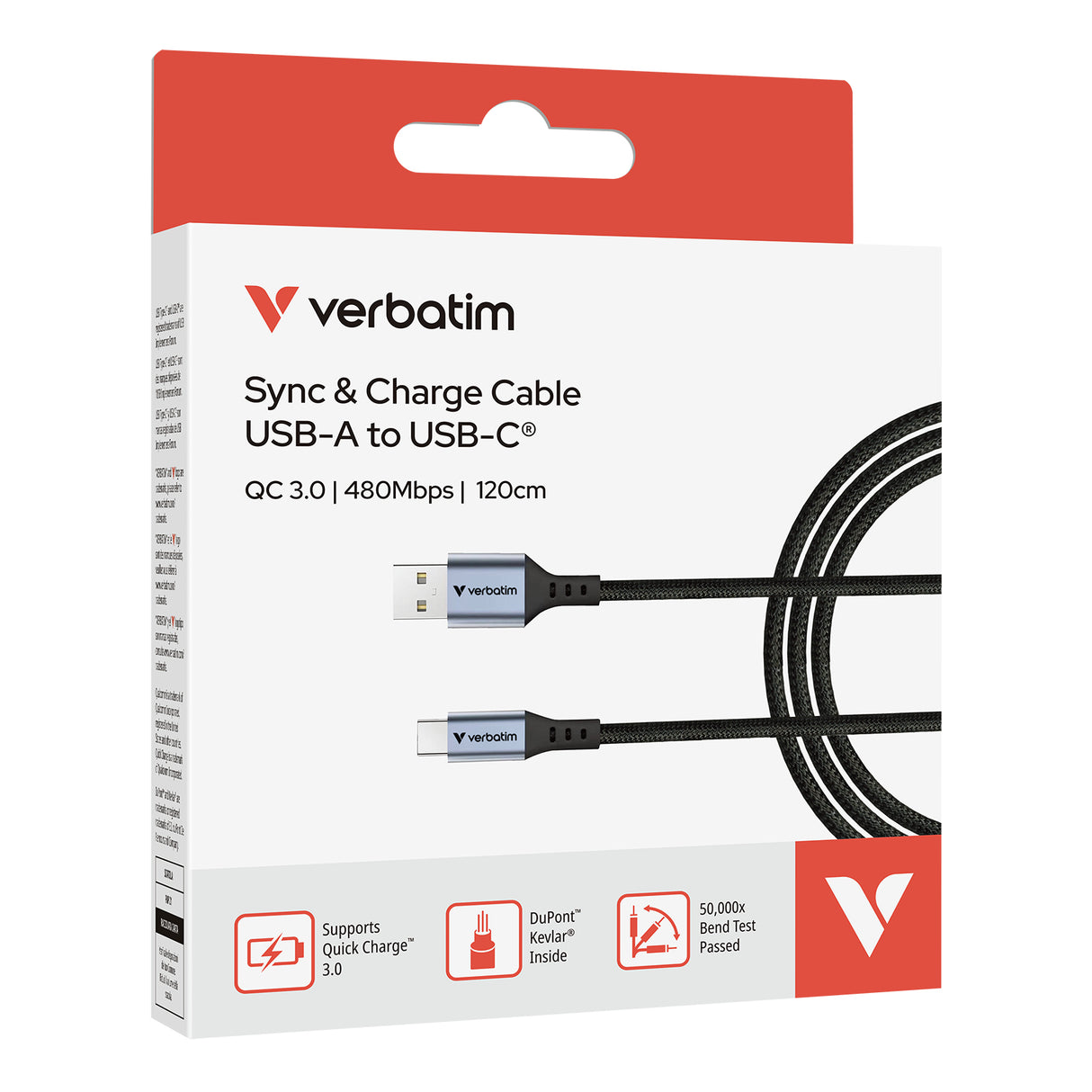 Verbatim Sync & Charge Cable USB-A to USB-C 120 cm