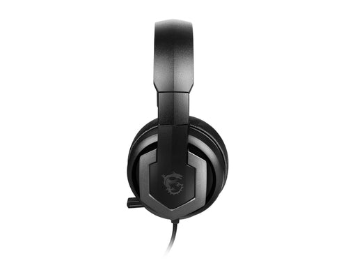 MSI IMMERSE GH61 Hi-RES 7.1 Virtual Surround Sound Gaming Headset 'Black with Silver Dragon Logo, Speakers installed by ONKYO, USB and 3.5mm audio connector, Built-in ESS DAC and AMP, 40mm Drivers, retractable Mic'