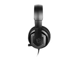 MSI IMMERSE GH61 Hi-RES 7.1 Virtual Surround Sound Gaming Headset 'Black with Silver Dragon Logo, Speakers installed by ONKYO, USB and 3.5mm audio connector, Built-in ESS DAC and AMP, 40mm Drivers, retractable Mic'