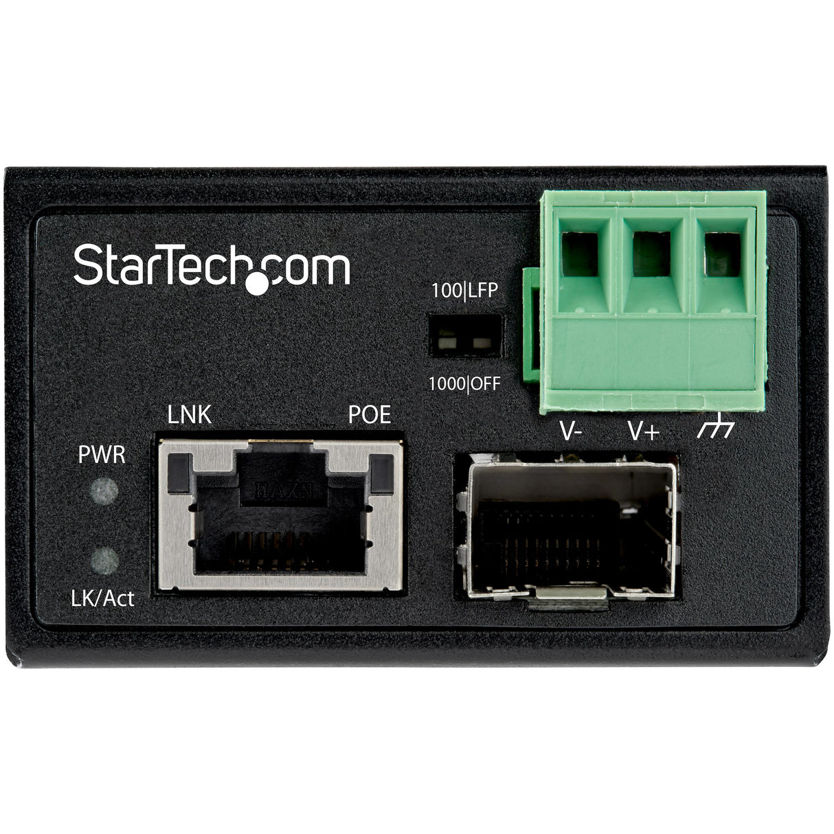 StarTech.com PoE+ Industrial Fiber to Ethernet Media Converter 30W - SFP to RJ45 - Singlemode/Multimode Fiber to Copper Gigabit Ethernet - Mini/Compact Size - IP-30/ -40 to +75C - TAA