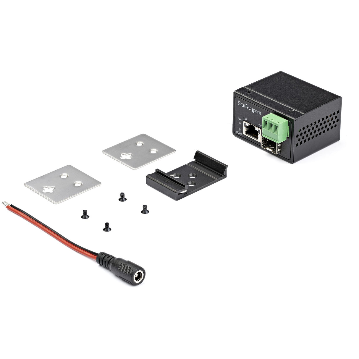 StarTech.com PoE+ Industrial Fiber to Ethernet Media Converter 30W - SFP to RJ45 - Singlemode/Multimode Fiber to Copper Gigabit Ethernet - Mini/Compact Size - IP-30/ -40 to +75C - TAA