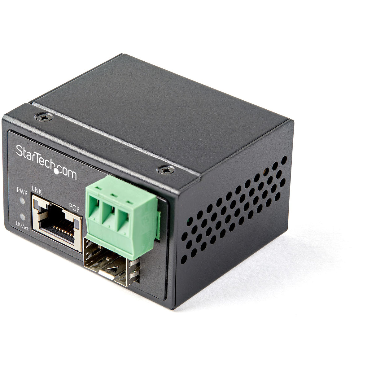 StarTech.com PoE+ Industrial Fiber to Ethernet Media Converter 30W - SFP to RJ45 - Singlemode/Multimode Fiber to Copper Gigabit Ethernet - Mini/Compact Size - IP-30/ -40 to +75C - TAA