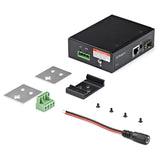 StarTech.com PoE+ Industrial Fiber to Ethernet Media Converter 60W - SFP to RJ45 - Singlemode/Multimode Fiber to Copper Gigabit Ethernet - Compact Size - IP-30/ -40 to +75C - TAA