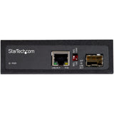 StarTech.com PoE+ Industrial Fiber to Ethernet Media Converter 60W - SFP to RJ45 - Singlemode/Multimode Fiber to Copper Gigabit Ethernet - Compact Size - IP-30/ -40 to +75C - TAA