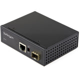 StarTech.com Industrial Fiber to Ethernet Media Converter - 10/100/1000 Mbps SFP to RJ45/Cat6 - Singlemode/Multimode Optical Fiber to Copper Gigabit Network - 12-56V DC - IP-30/ -40 to +75C - TAA