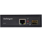 StarTech.com Industrial Fiber to Ethernet Media Converter - 10/100/1000 Mbps SFP to RJ45/Cat6 - Singlemode/Multimode Optical Fiber to Copper Gigabit Network - 12-56V DC - IP-30/ -40 to +75C - TAA