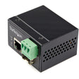 StarTech.com Industrial Fiber to Ethernet Media Converter - 100Mbps SFP to RJ45/Cat6 - Singlemode/Multimode Optical Fiber to Copper Network - 12-56V DC - IP-30/ -40 to +75C - TAA