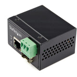 StarTech.com Industrial Fiber to Ethernet Media Converter - 100Mbps SFP to RJ45/Cat6 - Singlemode/Multimode Optical Fiber to Copper Network - 12-56V DC - IP-30/ -40 to +75C - TAA