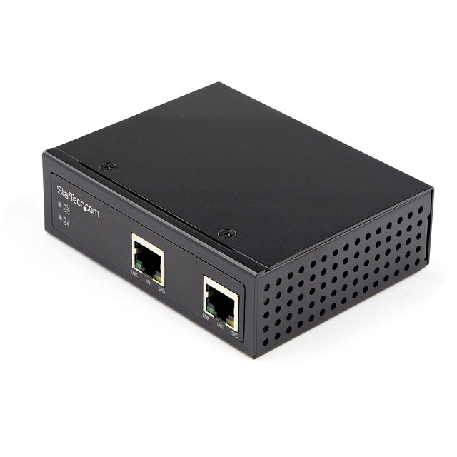 StarTech.com Industrial Single Port Gigabit PoE Extender - 60W 802.3bt PoE /PoE+/ PoE++ - 100m/ 330ft - Power Over Ethernet Network Range Extender - IP-30 - -40C to +75C - TAA