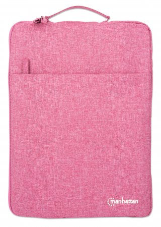 Manhattan Seattle Laptop Sleeve 15.6", Coral, Padded, Extra Soft Internal Cushioning, Main Compartment with double zips, Zippered Front Pocket, Carry Loop, Water Resistant and Durable, Notebook Slipcase, Three Year Warranty