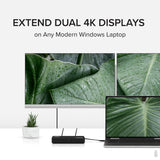 Plugable Technologies 4K DisplayPort and HDMI Dual Monitor Adapter for USB 3.0 and USB-C, Compatible with Windows