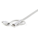 StarTech.com 6ft (1.8m) USB Multi-Charging Cable, USB-A to Lightning/USB-C/Micro-USB, Apple MFi Certified, Braided Nylon Jacket; USB 3-in-1 Charger Cable/Cord