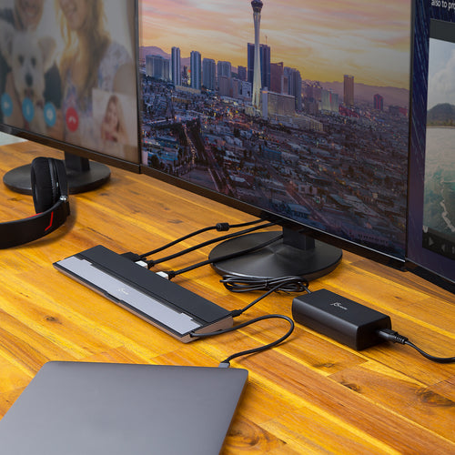 j5create JCD543P USB-C® Triple Display Docking Station with 100W PD Adapter - UK, Silver and Black