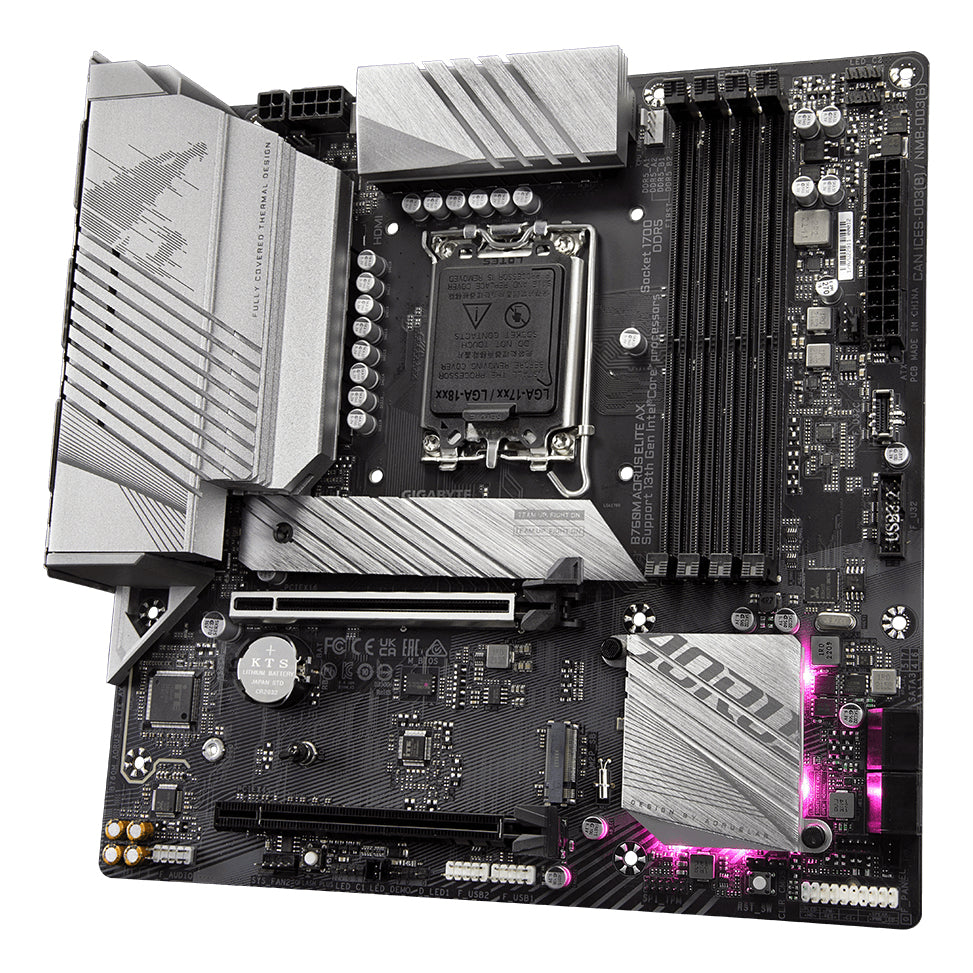 GIGABYTE B760M AORUS ELITE AX Motherboard - Supports Intel Core 14th Gen CPUs, 12*+1+1 Phases Digital VRM, up to 7800MHz DDR5 (OC), 2xPCIe 4.0 M.2, Wi-Fi 6E, 2.5GbE LAN, USB 3.2 Gen 2