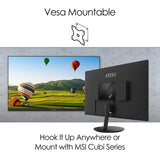 MSI Pro MP271 27 Inch Monitor, Full HD (1920 x 1080), 75Hz, IPS, 5ms, HDMI, VGA, Built-in Speakers, Anti-Glare, Anti-Flicker, Less Blue light, TÜV Certified, VESA, Kensington, Black