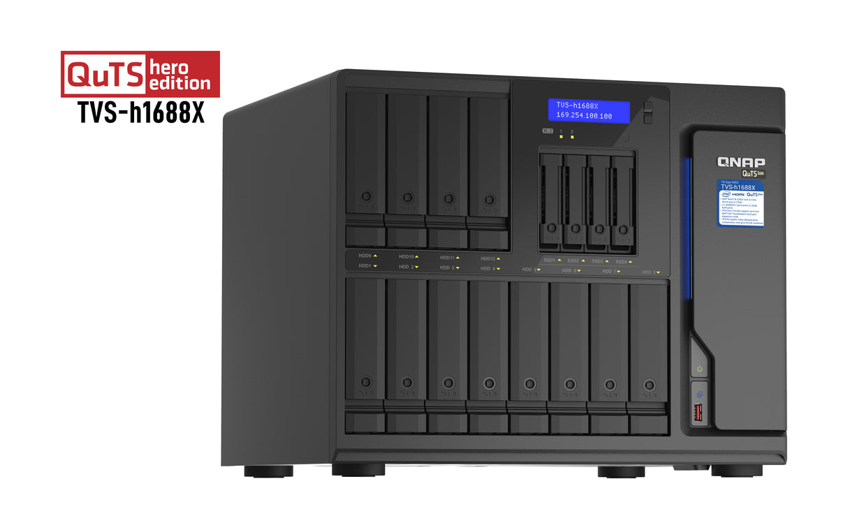 QNAP TVS-h1688X NAS Tower Intel® Xeon® W-1250 32 GB DDR4 0 TB QuTS hero Black