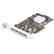 StarTech.com 4-Port USB PCIe Card - 10Gbps USB 3.2 Gen 2 Type-A PCI Express Expansion Card with 2 Controllers - 4x USB-A - USB PCIe Add-On Adapter Card - Windows/Mac/Linux