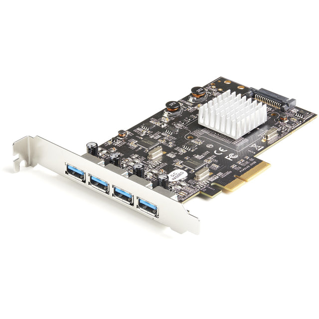 StarTech.com 4-Port USB PCIe Card - 10Gbps USB 3.2 Gen 2 Type-A PCI Express Expansion Card with 2 Controllers - 4x USB-A - USB PCIe Add-On Adapter Card - Windows/Mac/Linux