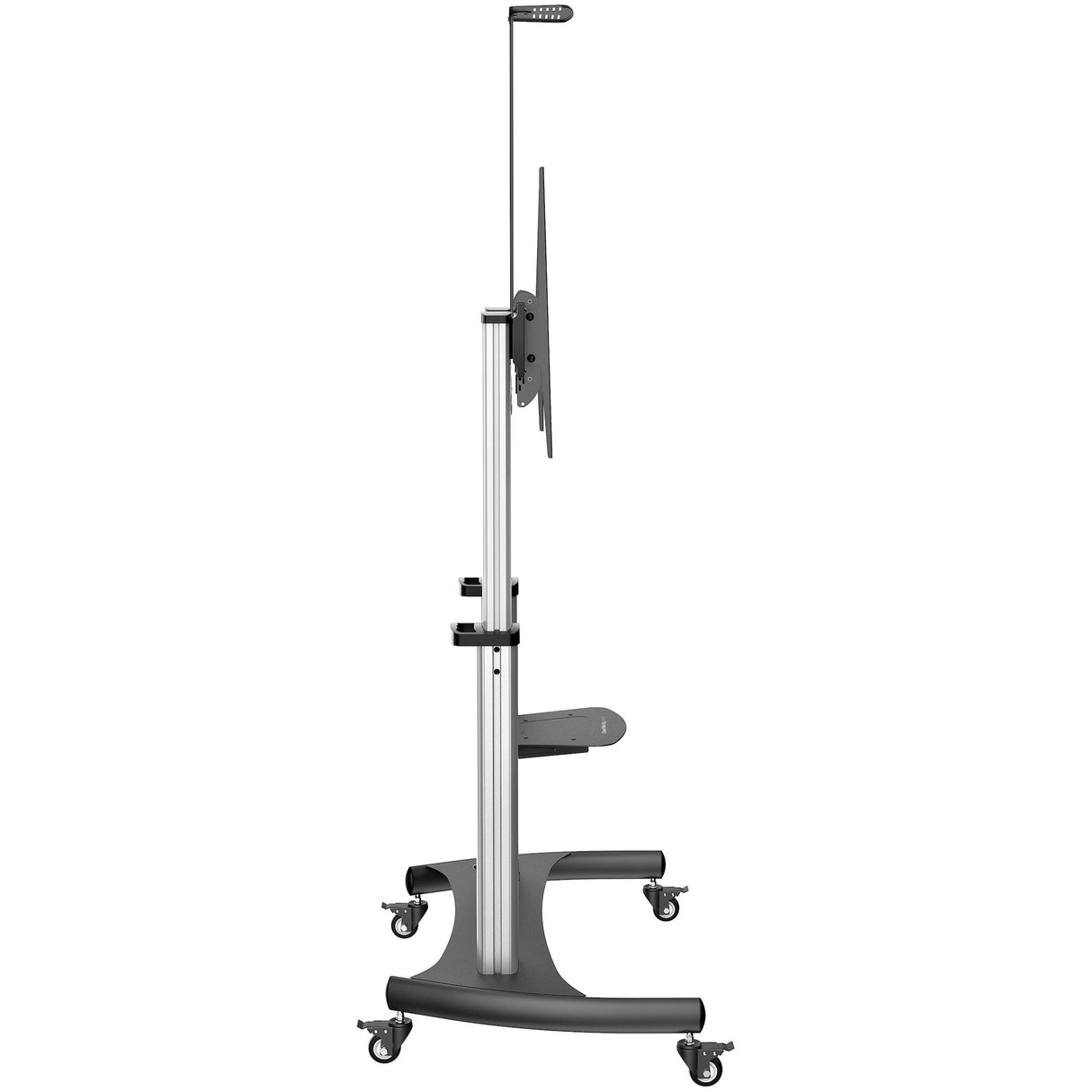 StarTech.com Mobile TV Stand - Heavy Duty TV Cart for 60-100" Display (100kg/220lb) - Height Adjustable Rolling Flat Screen Floor Standing on Wheels - Universal Television Mount w/Shelves