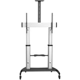 StarTech.com Mobile TV Stand - Heavy Duty TV Cart for 60-100" Display (100kg/220lb) - Height Adjustable Rolling Flat Screen Floor Standing on Wheels - Universal Television Mount w/Shelves