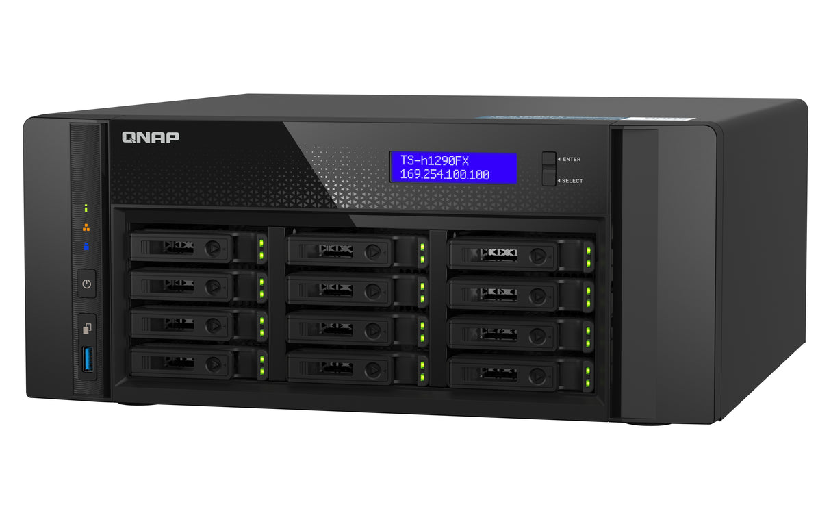 QNAP TS-h1290FX NAS Tower EPYC 7232P 64 GB DDR4 0 TB QuTS hero Black
