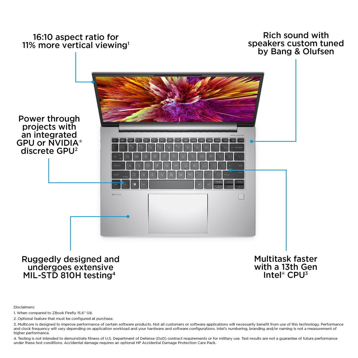 HP ZBook Firefly G10 Intel® Core™ i7 i7-1365U Mobile workstation 35.6 cm (14") WQXGA 16 GB DDR5-SDRAM 512 GB SSD Wi-Fi 6E (802.11ax) Windows 11 Pro Silver
