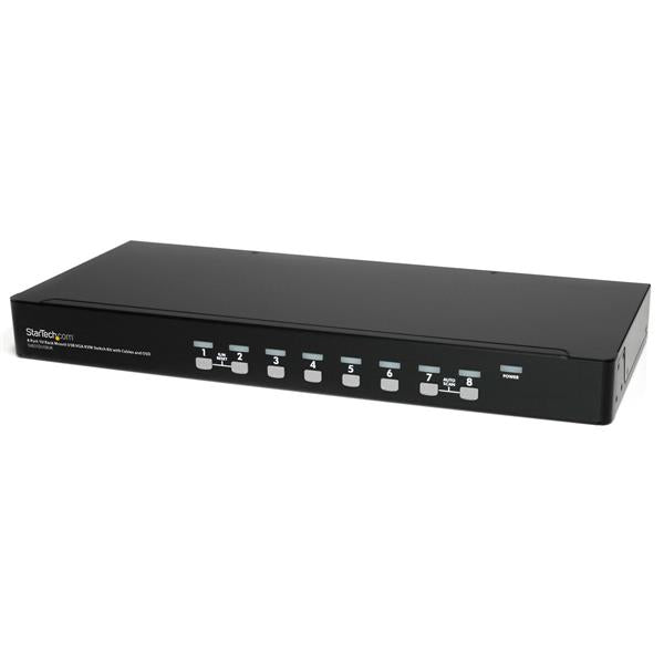 StarTech.com 8 Port 1U Rackmount USB KVM Switch Kit with OSD and Cables - TAA