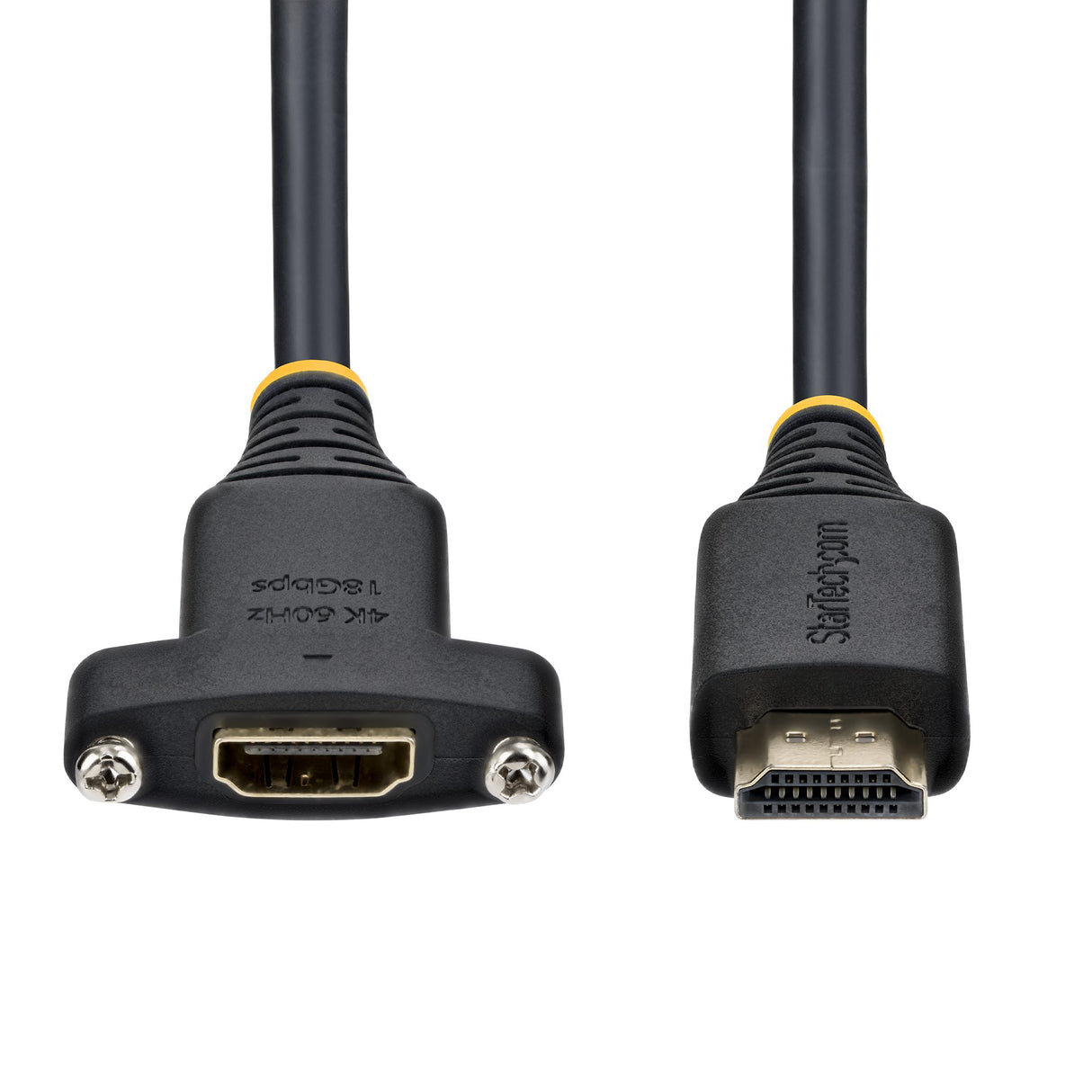 StarTech.com 6ft (1.8m) Panel Mount HDMI Cable, High Speed HDMI Panel Mount Extension Cable, 4K 60Hz/1440p 144Hz, HDMI Male to Female Panel Mount Adapter Cable
