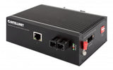Intellinet Industrial Fast Ethernet Media Converter, 100Base-TX to 100Base-FX (SC) Single-mode, 20 km, IP40-rated Metal Housing, DIN-rail Mount
