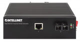 Intellinet Industrial Fast Ethernet Media Converter, 100Base-TX to 100Base-FX (SC) Single-mode, 20 km, IP40-rated Metal Housing, DIN-rail Mount
