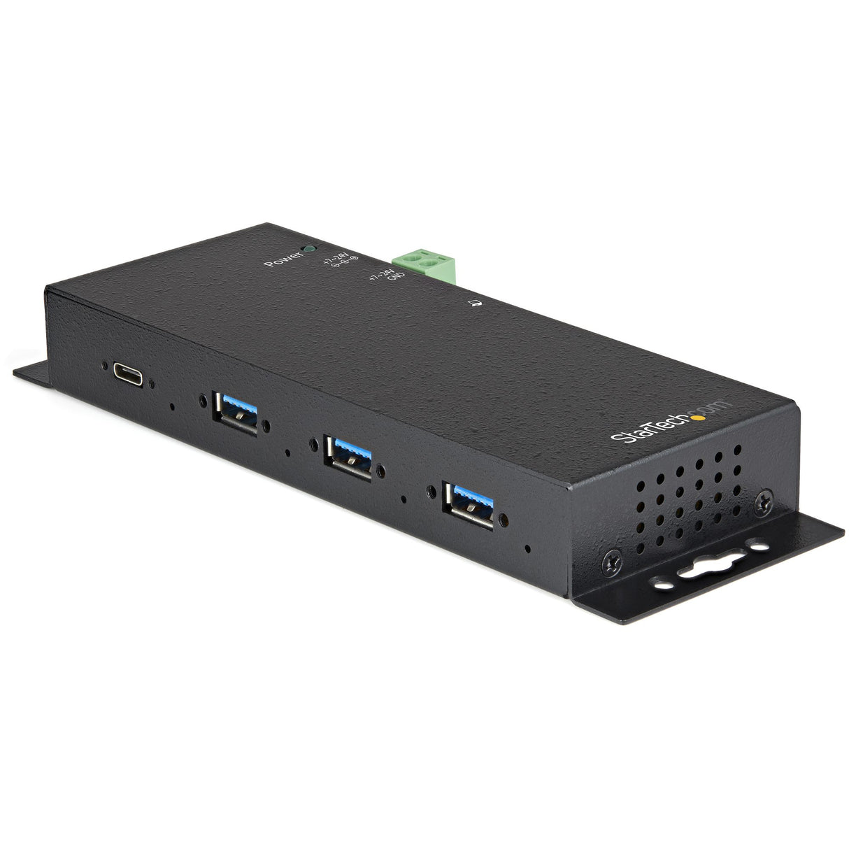 StarTech.com 4-Port USB C Hub 10Gbps - Metal Industrial USB Type-C Hub w/ 3xUSB-A & 1xUSB-C - ESD & Surge Protection - USB-C or USB-A Host - Self-Powered Mountable USB 3.2 Gen 2 Hub - TAA