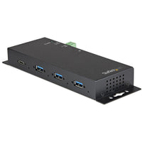 StarTech.com 4-Port USB C Hub 10Gbps - Metal Industrial USB Type-C Hub w/ 3xUSB-A & 1xUSB-C - ESD & Surge Protection - USB-C or USB-A Host - Self-Powered Mountable USB 3.2 Gen 2 Hub - TAA