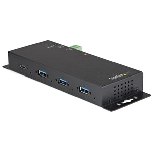 StarTech.com 4-Port USB C Hub 10Gbps - Metal Industrial USB Type-C Hub w/ 3xUSB-A & 1xUSB-C - ESD & Surge Protection - USB-C or USB-A Host - Self-Powered Mountable USB 3.2 Gen 2 Hub - TAA