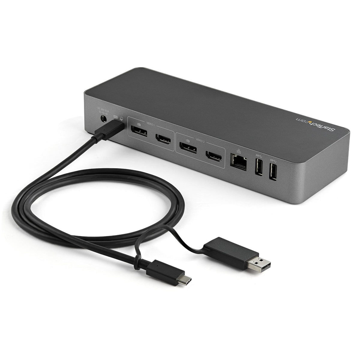 StarTech.com Universal Laptop Docking Station, Hybrid USB-C & USB-A Dock, Dual 4K DP & HDMI, 100W PD, Mac / Windows / Chrome OS, 4x USB 5Gbps Hub, GbE