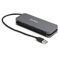 StarTech.com 4 Port USB 3.0 Hub - USB-A to 4x USB-A - SuperSpeed 5Gbps Portable USB 3.2 Gen 1 Type-A Hub - USB Bus Powered - Laptop/Desktop USB Hub with Long Cable 28cm & Cable Management