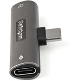 StarTech.com USB C Audio & Charge Adapter - USB-C Audio Adapter w/ 3.5mm TRRS Headphone/Headset Jack and 60W USB Type-C Power Delivery Pass-through Charger - For USB-C Phone/Tablet/Laptop
