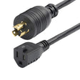 StarTech.com 1ft (30cm) Heavy Duty Power Cord, Twist-Lock NEMA L5-15P to NEMA 5-15R Black Adapter Cord, 15A 125V, 14AWG, Heavy Gauge Plug Converter Cable, TAA Compliant, UL Listed