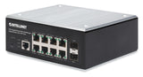 Intellinet Industrial 8-Port Gigabit Ethernet PoE+ Layer 2+ Web-Managed Switch with 2 SFP Ports IEEE 802.3at/af (PoE+/PoE) Compliant, PoE Power Budget up to 240 W, Layer 2+/Layer 3 Lite, IP30-Rated Metal Housing, Self-Healing Network, Endspan...
