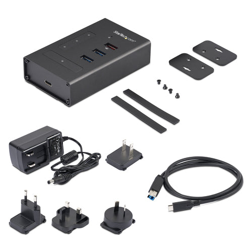 StarTech.com 4 Port USB C Hub - USB Type-C to 1x USB-C/3x USB-A - Commercial Metal USB 3.0 Hub - SuperSpeed USB 3.2 Gen 1 (5Gbps) - Self Powered - BC1.2 Fast Charge - Mountable/Rugged