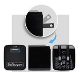 StarTech.com 12W One-Port USB-A Wall Charger, 1x USB-A, iPhone Pro/17/16, iPad, Samsung Galaxy, Portable USB Charger, USB Type A Wall Charger, Black