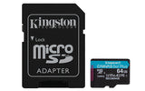 Kingston Technology 64GB microSDXC Canvas Go Plus Gen4 200MB/s A2 U3 V30 Card + Adapter