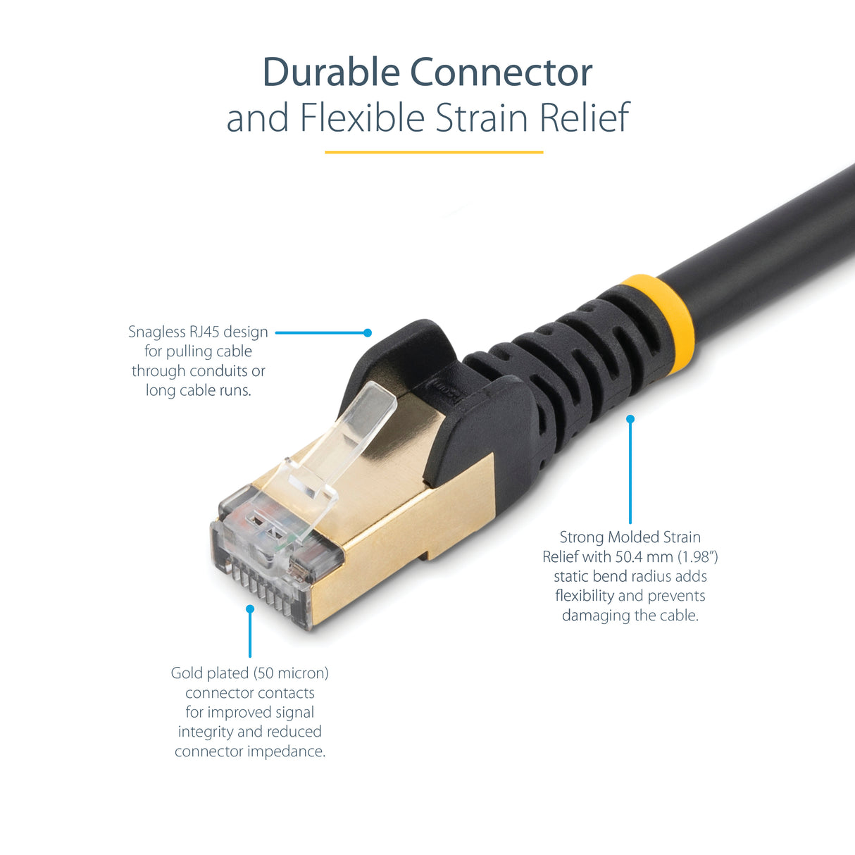 StarTech.com 10ft CAT6a Ethernet Cable - 10 Gigabit Shielded Snagless RJ45 100W PoE Patch Cord - 10GbE STP Network Cable w/Strain Relief - Black Individually Tested/Wiring is UL Certified/TIA